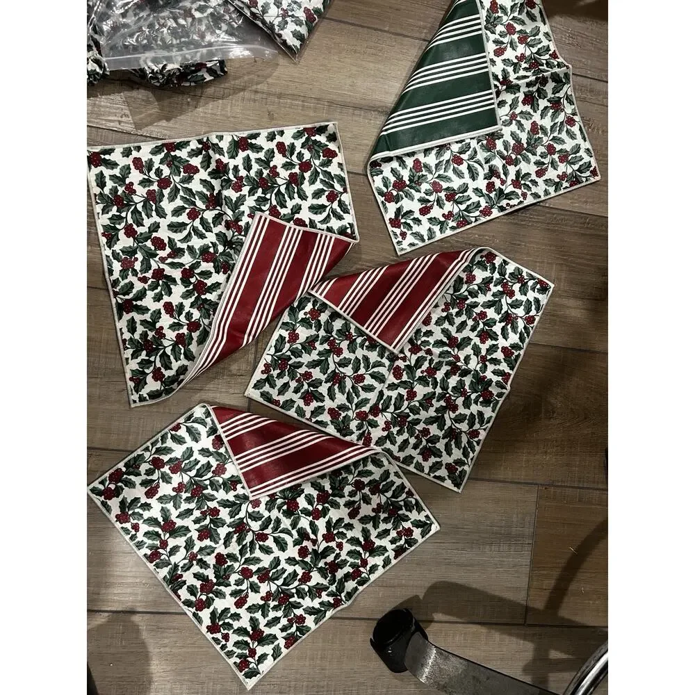 4 Longaberger Traditional Holly Stripe 12